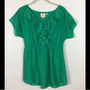 Anthropologie Vanessa Virginia Silk Ruffle Top